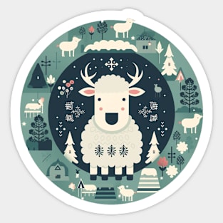 Sheep in Ornament, Love Farm Animals Sticker